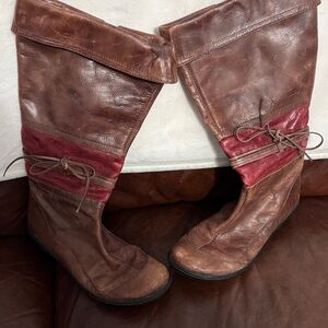 Clarks Brown and Red Boots Boho